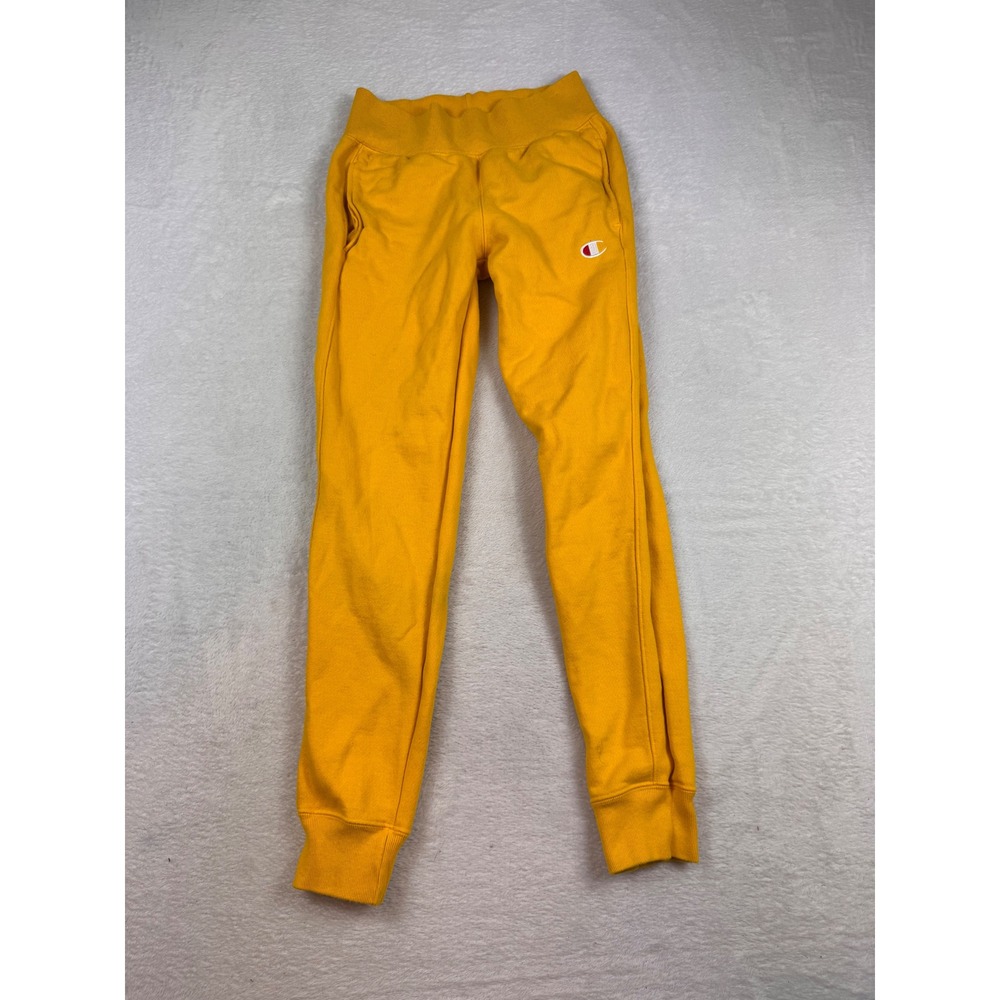 Champion Reverse Weave Joggers Mustard Yellow Fleece Sweatpants Womens XS